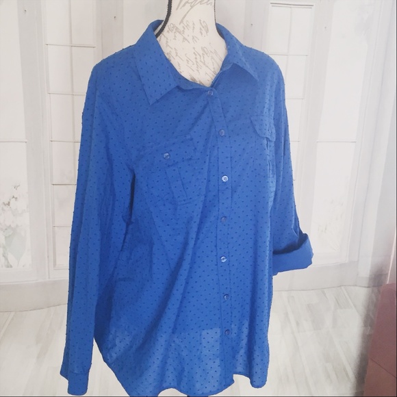 Dress Barn Tops - Dress Barn Blue 2X Women's Swissdot Career Button